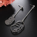 Long Slope Geometric asymmetry circle earrings for women