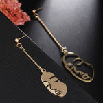 Long Slope Geometric asymmetry circle earrings for women
