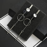 Long Slope Geometric asymmetry circle earrings for women