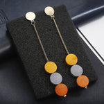 Long Slope Geometric asymmetry circle earrings for women