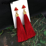 Bohemian Tassel Crystal Long Drop Earrings for Women