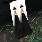 Bohemian Tassel Crystal Long Drop Earrings for Women