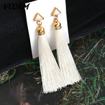 Bohemian Tassel Crystal Long Drop Earrings for Women