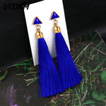 Bohemian Tassel Crystal Long Drop Earrings for Women