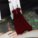 Bohemian Tassel Crystal Long Drop Earrings for Women