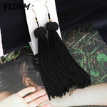 Bohemian Tassel Crystal Long Drop Earrings for Women