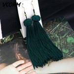 Bohemian Tassel Crystal Long Drop Earrings for Women