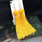 Bohemian Tassel Crystal Long Drop Earrings for Women