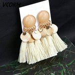 Bohemian Tassel Crystal Long Drop Earrings for Women