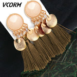 Bohemian Tassel Crystal Long Drop Earrings for Women