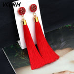 Bohemian Tassel Crystal Long Drop Earrings for Women