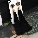 Bohemian Tassel Crystal Long Drop Earrings for Women