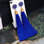 Bohemian Tassel Crystal Long Drop Earrings for Women