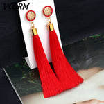 Bohemian Tassel Crystal Long Drop Earrings for Women