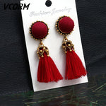 Bohemian Tassel Crystal Long Drop Earrings for Women
