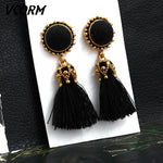 Bohemian Tassel Crystal Long Drop Earrings for Women