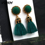 Bohemian Tassel Crystal Long Drop Earrings for Women