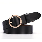 Women's gold buckle wild belts Circle Pin Buckles Belt