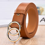 Women's gold buckle wild belts Circle Pin Buckles Belt