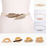 Elastic Belts Women Stretch Skinny Waist Belt Flower Leaf Shape Wedding Designer Metal