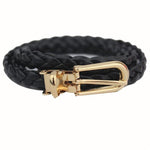 Women Weave Leather Belt Waistband Buckle