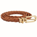 Women Weave Leather Belt Waistband Buckle