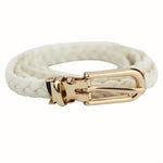 Women Weave Leather Belt Waistband Buckle
