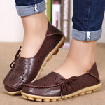 Women Flats Genuine Leather Shoes Female Cutout Slip On Flat Shoes Loafers