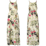 Women V Neck Split Dress Floral Print Spaghetti Strap Party Casual Maxi Dresses