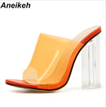 Women Sandals PVC Jelly Crystal Heel Transparent Women Sexy Clear High Heels