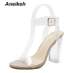 Women Sandals PVC Jelly Crystal Heel Transparent Women Sexy Clear High Heels