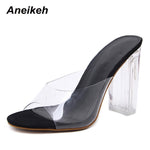 Women Sandals PVC Jelly Crystal Heel Transparent Women Sexy Clear High Heels