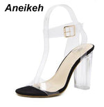 Women Sandals PVC Jelly Crystal Heel Transparent Women Sexy Clear High Heels