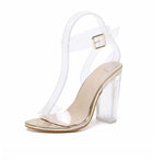 Women Sandals PVC Jelly Crystal Heel Transparent Women Sexy Clear High Heels
